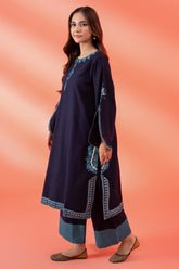 2-Pc Embroidered Khadder A-Line Shirt With Qlot Trouser CNP22-122